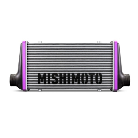 Mishimoto Gloss Carbon Fiber Intercooler – 525mm Gold Core – Offset Flow tanks – Black V-Band