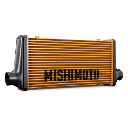 Mishimoto Gloss Carbon Fiber Intercooler – 600mm Gold Core – Offset Flow tanks – Light Grey V-Band