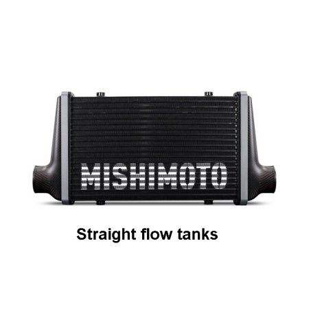 Mishimoto Gloss Carbon Fiber Intercooler – 450mm Gold Core – Offset Flow tanks – Blue V-Band