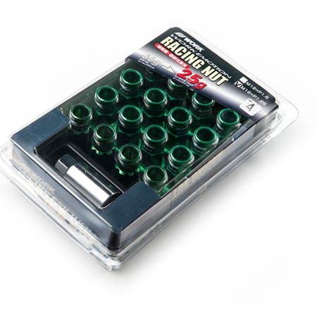 Work Wheels RS-R Open Ended Lug Nuts M12x1.25 Green