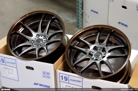 Work CR 2P, 18×9.5 +10, 5×114.3, Step Rim, A Disk, GTS Silver Face, Glossy Bronze Anodized Barrel