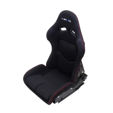 NRG FRP Bucket Seat – Reclinable (Black Cloth w/Red Stiting) – Single