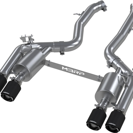 MBRP 18-22 BMW M2 Competition 3.0L T304 SS 3in Resonator-Back Exhaust Quad Rear w/ Carbon Fiber Tips