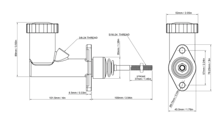 GK Tech FLUX Standalone 5/8″ Internal Reservoir Master Cylinder