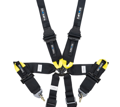 NRG FIA 6pt 2in. Shoulder Belt for HANS Device – Rotary Cam Lock Buckle – 3in. Waist Belt – Black