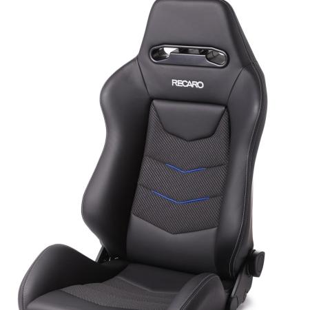 RECARO SEAT SPEED V – w/SUB-HOLE BLUE SUEDE ACCENT /METAL GREY DRIVER