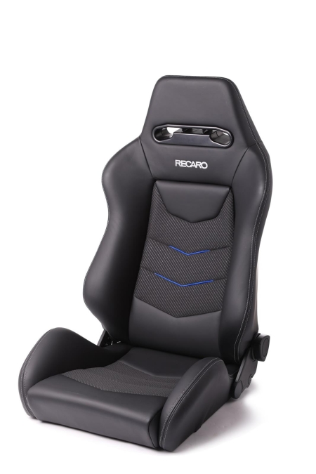 RECARO SEAT SPEED V – w/SUB-HOLE BLUE SUEDE ACCENT /METAL GREY DRIVER