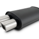 Vibrant Streetpower Flat Blk Muffler 9.5×6.75x15in Body Inlet ID 3in Tip OD 3in w/Dual Straight Tips
