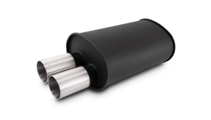 Vibrant Streetpower Flat Blk Muffler 9.5×6.75x15in Body Inlet ID 3in Tip OD 3in w/Dual Straight Tips