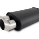 Vibrant Streetpower Flat Blk Muffler 9.5×6.75x15in Body 2.5in Inlet ID 3in Tip OD w/Dual Angle Tips