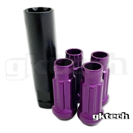 GKTech OPEN ENDED LOCK NUTS (SET OF 4 + SOCKET) – M12x1.25 Purple
