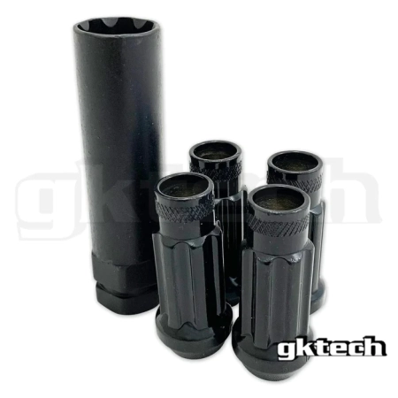 GKTech OPEN ENDED LOCK NUTS (SET OF 4 + SOCKET) – M12x1.50 Black