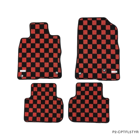 P2M HONDA CIVIC TYPE-R (FL5) 2022+ RACE FLOOR MATS : RED/BLACK CHECKERED PATTERN (FRONT/REAR) ** LIMITED PRODUCTION RUN **