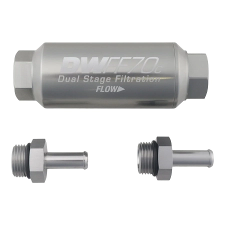 Deatschwerks 3/8 in, 10 micron, 70mm compact in-line fuel filter kit