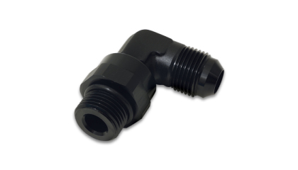 Vibrant -6AN Male Flare to Male -6AN ORB Swivel 90 Degree Adapter Fitting – Anodized Black
