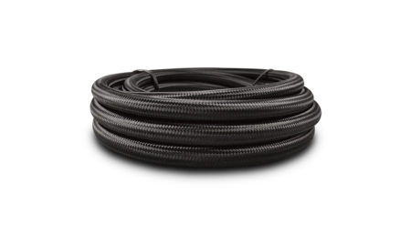 Vibrant -8 AN Black Nylon Braided Flex Hose w/ PTFE liner (5FT long)